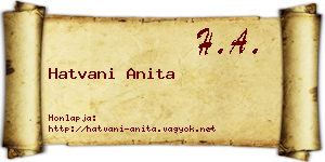 Hatvani Anita névjegykártya
