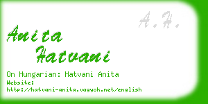 anita hatvani business card